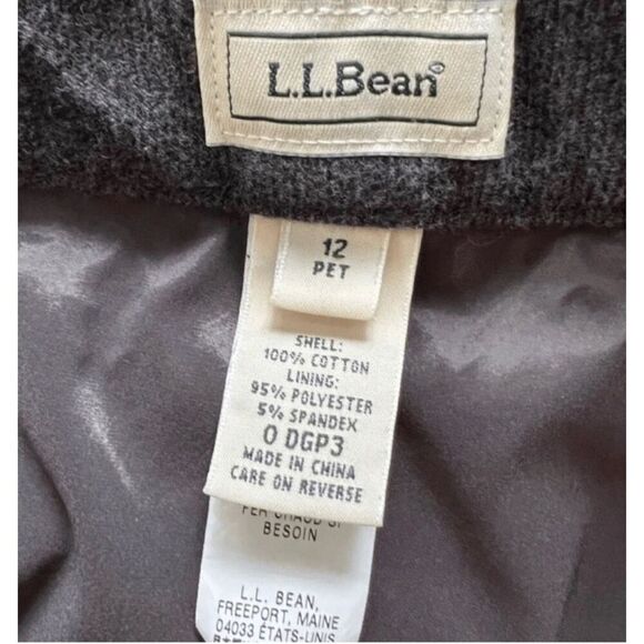 LL Bean High Waist Dress Pants Women12 PETITE Grey Tweed Straight Pockets Lined - Picture 9 of 11